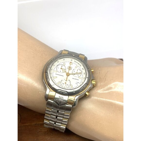 Tag Heuer Men's Watch CH1150-0 Swiss Quartz Chronograph 18k Yellow Gold Steel - Picture 5 of 16